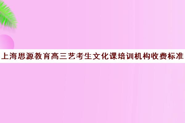 上海思源教育高三艺考生文化课培训机构收费标准一览表(北京三大艺考培训机构)