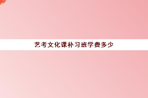 艺考文化课补习班学费多少