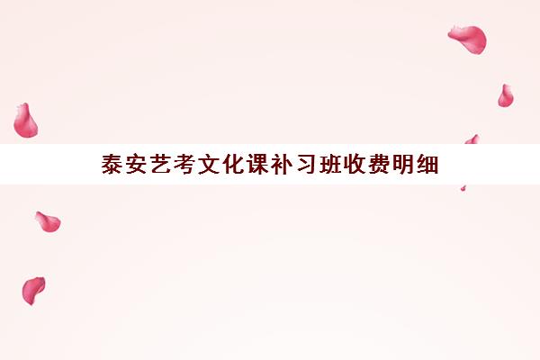 泰安艺考文化课补习班收费明细