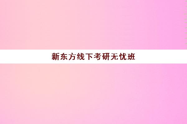 新东方线下考研无忧班(新东方线下考研)