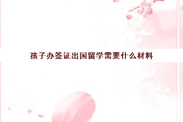 孩子办签证出国留学需要什么材料(孩子在加拿大上学父母办什么签证)