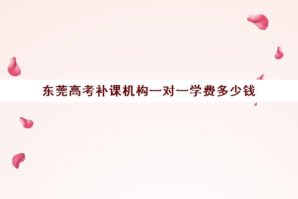 东莞高考补课机构一对一学费多少钱(高三培训机构学费一般多少)