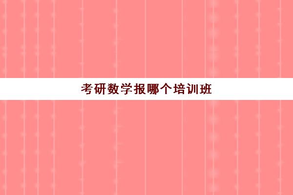 考研数学报哪个培训班(考研数学有必要报班吗)