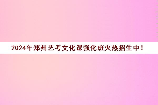 2024年郑州艺考文化课强化班火热招生中！