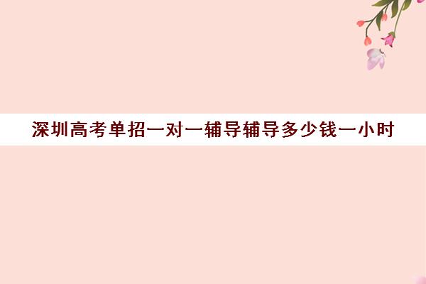 深圳高考单招一对一辅导辅导多少钱一小时(深圳高职高考辅导机构哪家好)