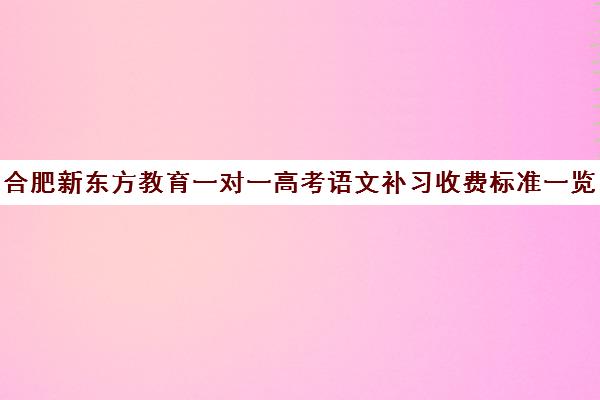 合肥新东方教育一对一高考语文补习收费标准一览表