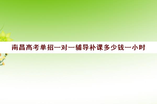 南昌高考单招一对一辅导补课多少钱一小时(一对一补课多久有效果)