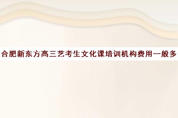 合肥新东方高三艺考生文化课培训机构费用一般多少钱(安徽艺考生文化课培训哪家好)