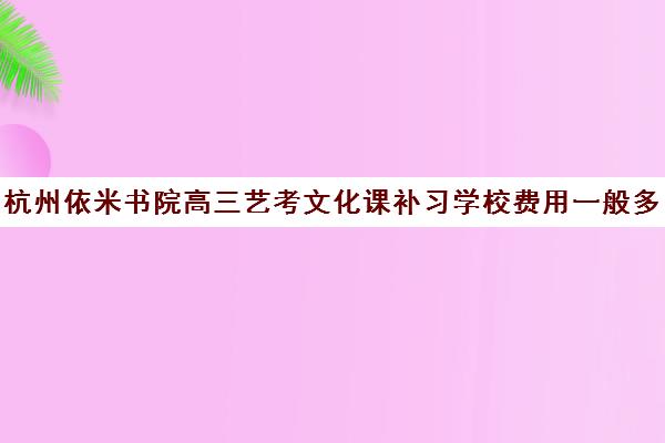 杭州依米书院高三艺考文化课补习学校费用一般多少钱