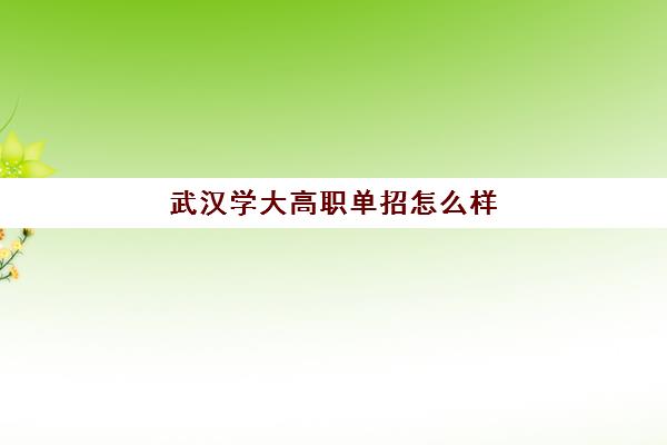 武汉学大高职单招怎么样(武汉单招大专有哪些)