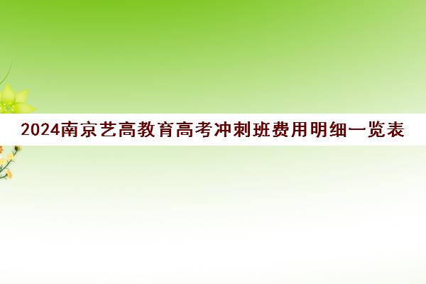 2024南京艺高教育高考冲刺班费用明细一览表(南京艺考培训哪家比较好)