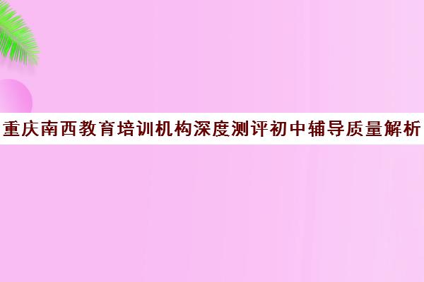 重庆南西教育培训机构深度测评初中辅导质量解析