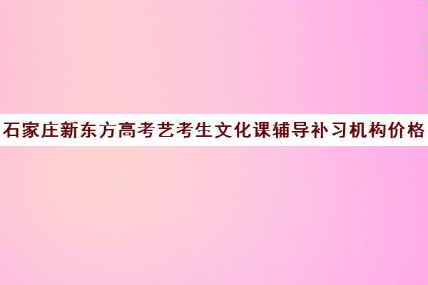 石家庄新东方高考艺考生文化课辅导补习机构价格多少钱