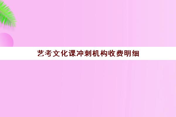 艺考文化课冲刺机构收费明细(高三艺术班文化课冲刺)