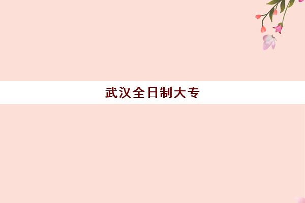 武汉全日制大专(全日制大专报考条件)