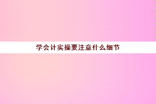 学会计实操要注意什么细节(一个新手如何自学会计)