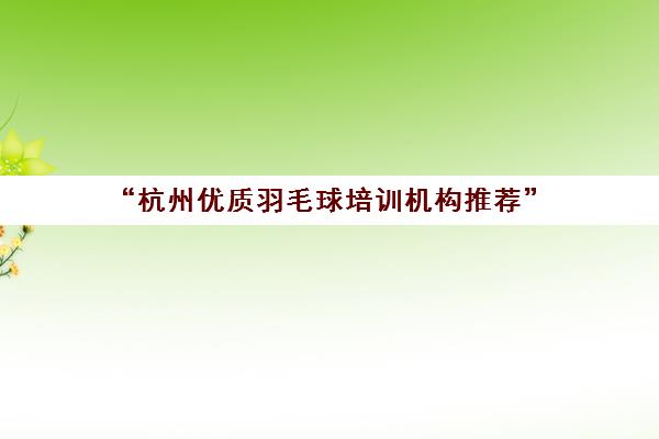 “杭州优质羽毛球培训机构推荐”