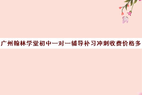 广州翰林学堂初中一对一辅导补习冲刺收费价格多少钱