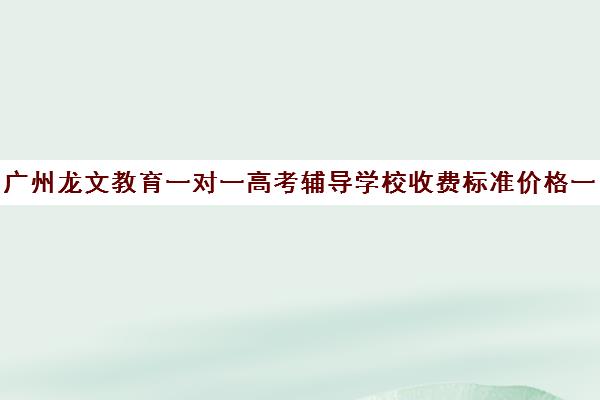 广州龙文教育一对一高考辅导学校收费标准价格一览(广州补课一对一费用)