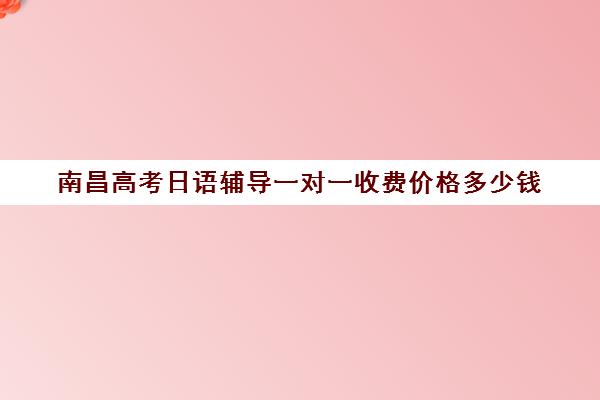 南昌高考日语辅导一对一收费价格多少钱(南昌一对一小学现场辅导)