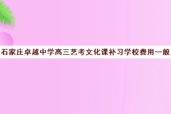 石家庄卓越中学高三艺考文化课补习学校费用一般多少钱