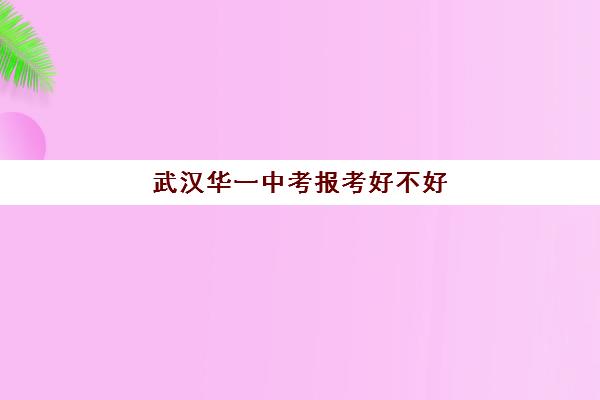 武汉华一中考报考好不好(武汉华一光谷高中学校怎么样)