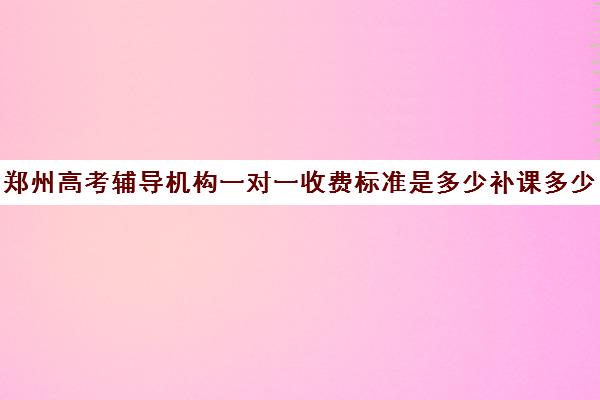 郑州高考辅导机构一对一收费标准是多少补课多少钱一小时(小学生补课收费标准)