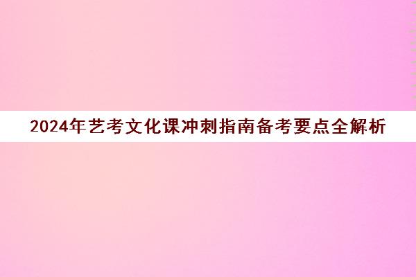 2024年艺考文化课冲刺指南备考要点全解析