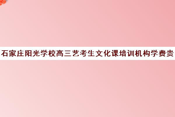 石家庄阳光学校高三艺考生文化课培训机构学费贵吗(石家庄最好艺术学校)