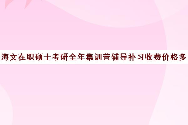 海文在职硕士考研全年集训营辅导补习收费价格多少钱