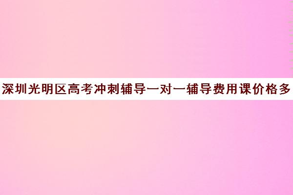 深圳光明区高考冲刺辅导一对一辅导费用课价格多少钱(高三辅导一对一多少钱)