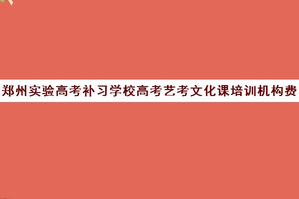 郑州实验高考补习学校高考艺考文化课培训机构费用多少钱