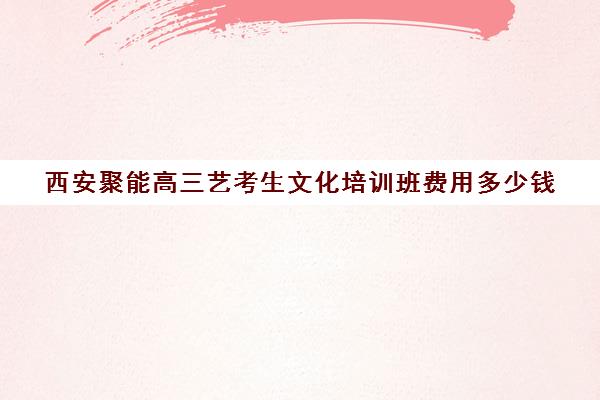 西安聚能高三艺考生文化培训班费用多少钱(高三艺考生文化课集训多少钱)