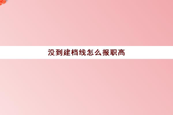 没到建档线怎么报职高(职高可以考所有大学吗)