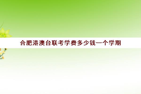 合肥港澳台联考学费多少钱一个学期(港澳台联考500分难吗)