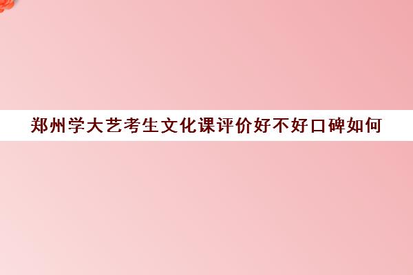 郑州学大艺考生文化课评价好不好口碑如何(郑州艺考前10名学校)