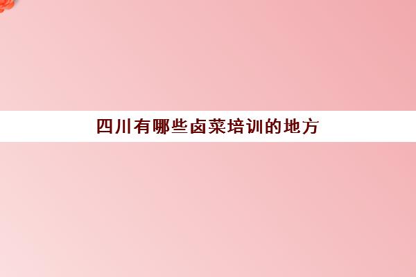 四川有哪些卤菜培训的地方(四川正宗卤菜实体店培训排名)