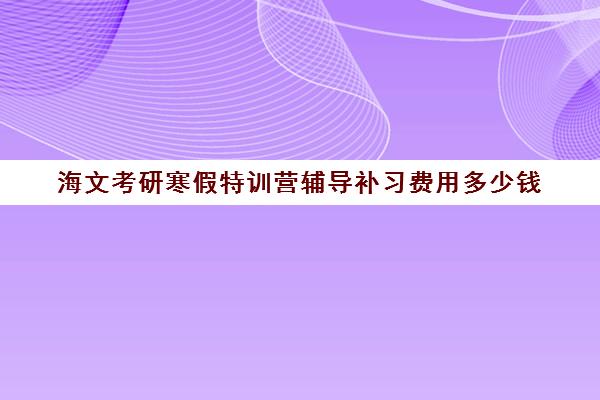 海文考研寒假特训营辅导补习费用多少钱