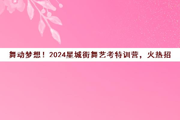 舞动梦想！2024星城街舞艺考特训营，火热招募中！