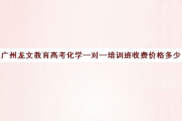 广州龙文教育高考化学一对一培训班收费价格多少钱(广州高中补课机构排名)