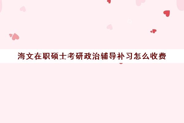 海文在职硕士考研政治辅导补习怎么收费