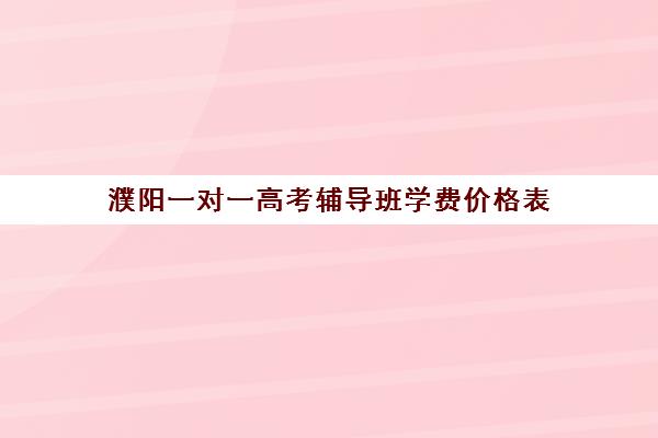 濮阳一对一高考辅导班学费价格表(高考一对一辅导多少钱一小时)