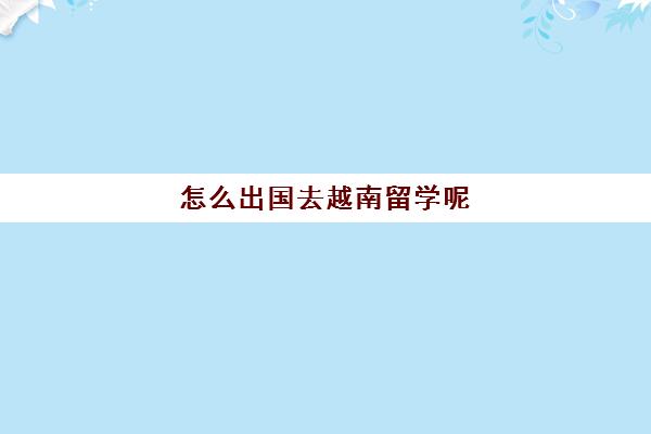 怎么出国去越南留学呢(去越南芽庄要护照吗)