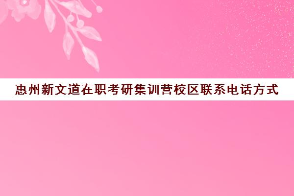 惠州新文道在职考研集训营校区联系电话方式（惠州有几个在职研究生上课点）