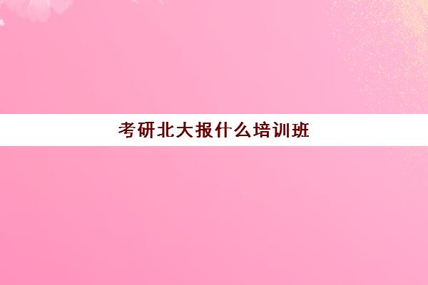 考研北大报什么培训班(北大研究生有多难考)