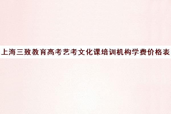 上海三致教育高考艺考文化课培训机构学费价格表(上海艺考培训机构排行榜前十)