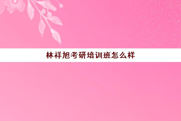 林祥旭考研培训班怎么样(考研培训机构前十名)