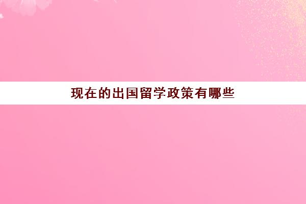 现在出国留学政策有哪些(留学生回国有哪些优惠政策)