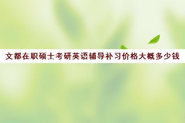 文都在职硕士考研英语辅导补习价格大概多少钱