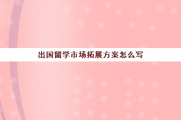 出国留学市场拓展方案怎么写(市场拓展客户方案怎么写)